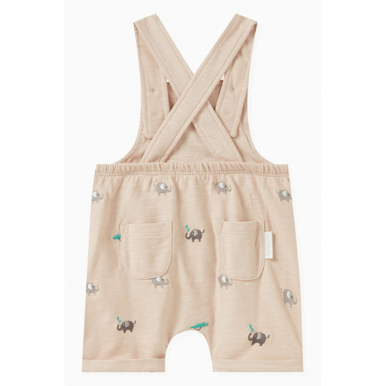 Purebaby - Elephant Broderie Overalls in Unbrushed-fleece Neutral