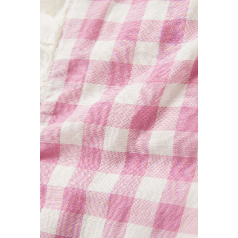 Purebaby - Gingham-patterned Bodysuit in Linen-blend