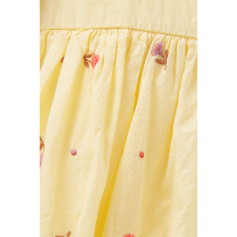 Purebaby - Floral-embroidered Dress in Organic Cotton