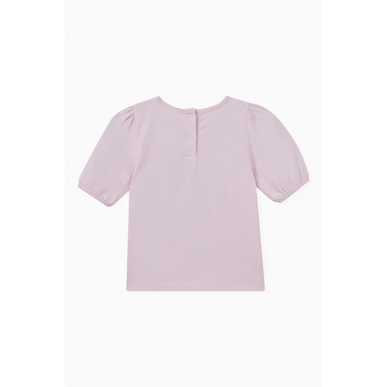 Purebaby - Puff-sleeve T-shirt in Organic Cotton-jersey Pink