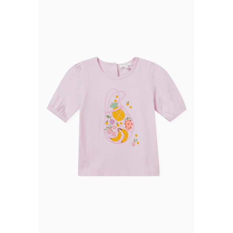 Purebaby - Puff-sleeve T-shirt in Organic Cotton-jersey Pink