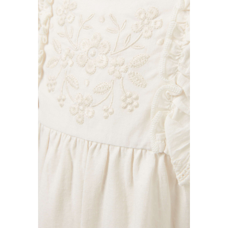 Purebaby - Embroidered Ruffle Top in Organic Cotton-jersey