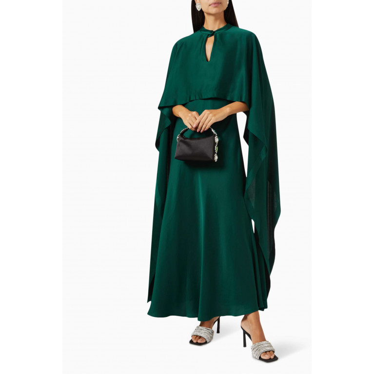 Simkhai - Amory Cape Maxi Dress in Satin-crepe Green