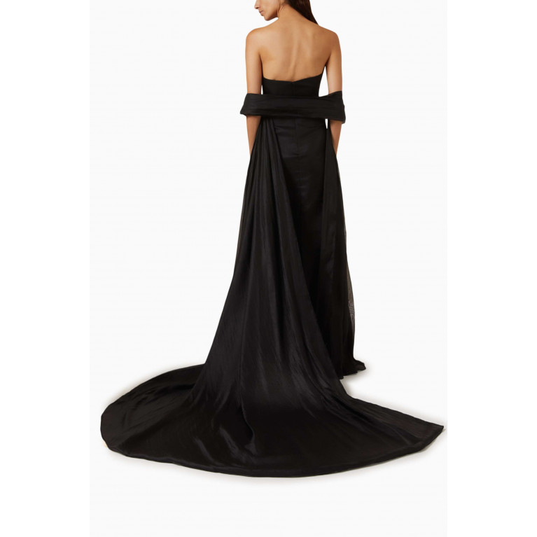 Euphoria - Strapless Embellished Feather Gown