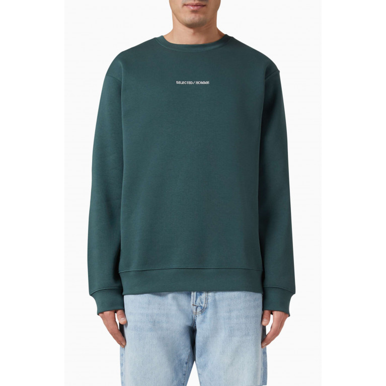 Selected Homme - Logo Sweatshirt in Recycled Cotton Blend