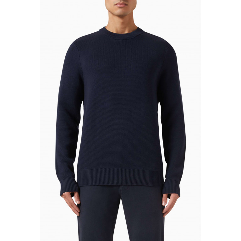 Selected Homme - Classic Sweatshirt in Organic Cotton Knit Blue