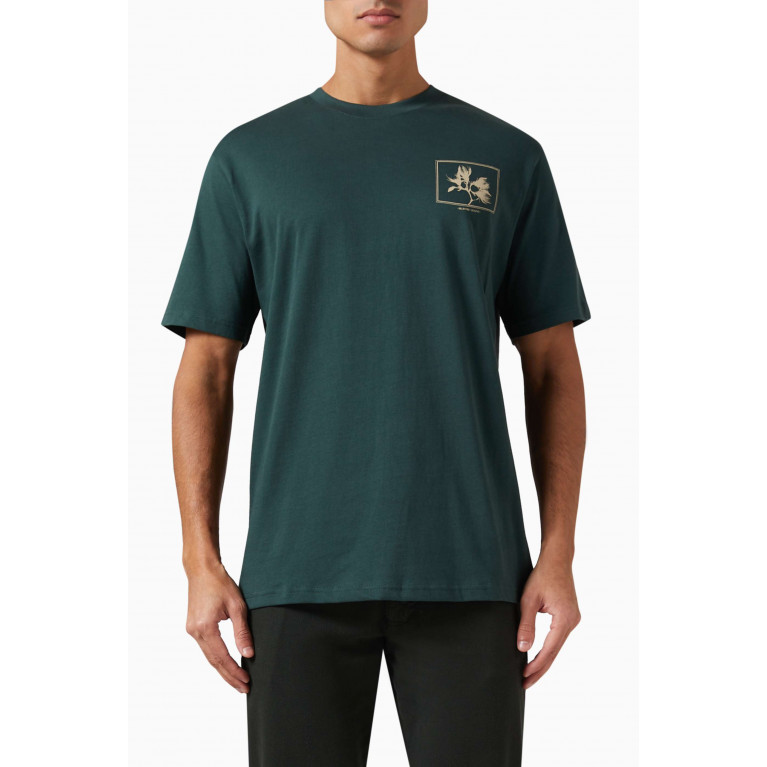 Selected Homme - Printed T-shirt in Organic Cotton Green