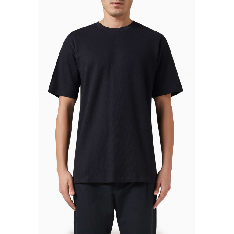 Selected Homme - Waffle-textured T-shirt in Organic Cotton Black