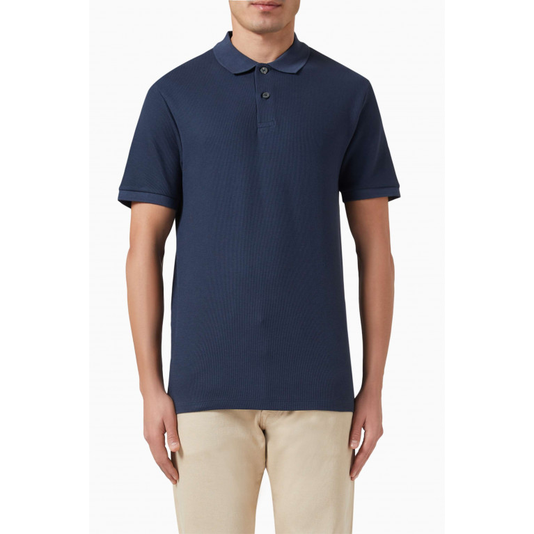 Selected Homme - Polo Shirt in Cotton Knit Blue