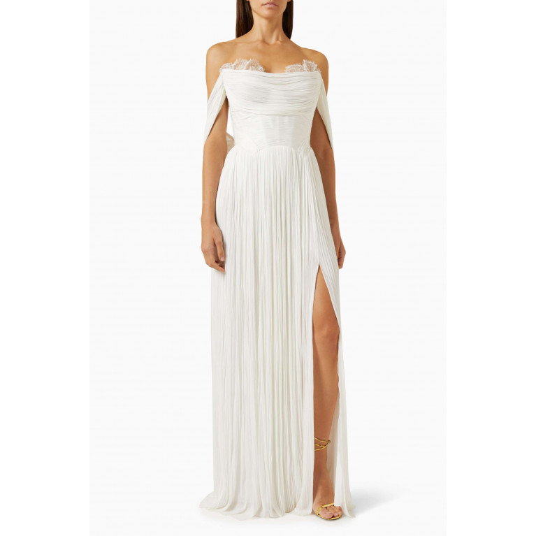 Maria Lucia Hohan - Sharon Lace-trim Maxi Gown in Silk Tulle