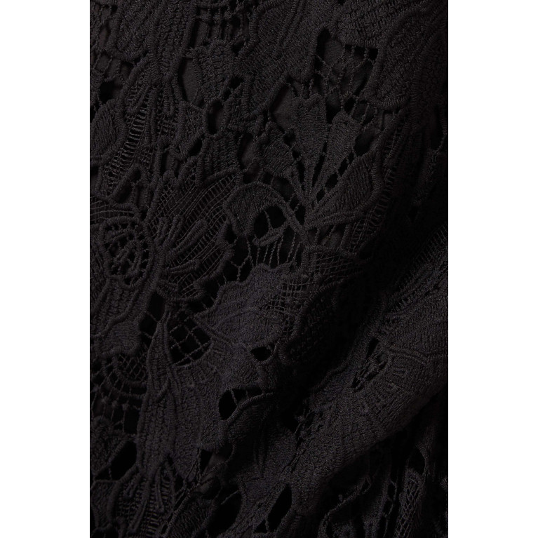 Maya - V-neck Midi Dress in Lace Black