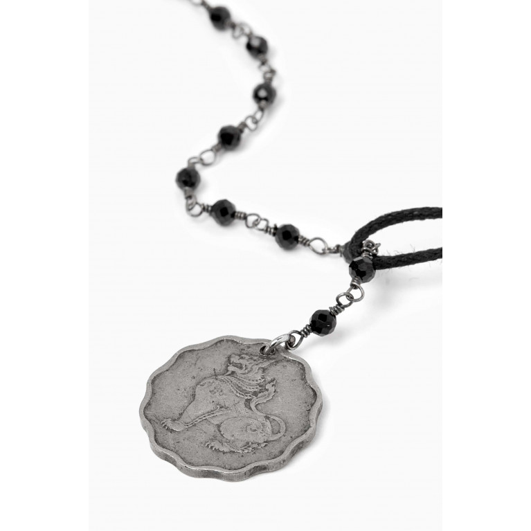 The Monotype - The Alessio Ancient Coin Pendant Necklace in Cord & Silver-tone Brass