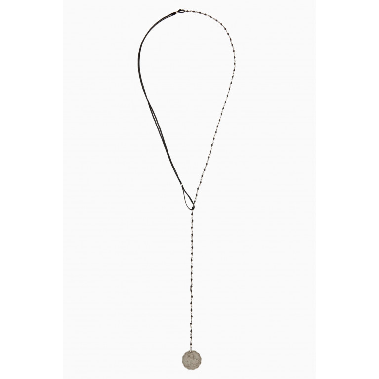The Monotype - The Alessio Ancient Coin Pendant Necklace in Cord & Silver-tone Brass