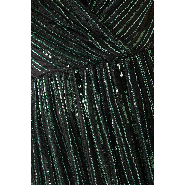 Marchesa Notte - Ombre Beaded Gown in Polyester Green