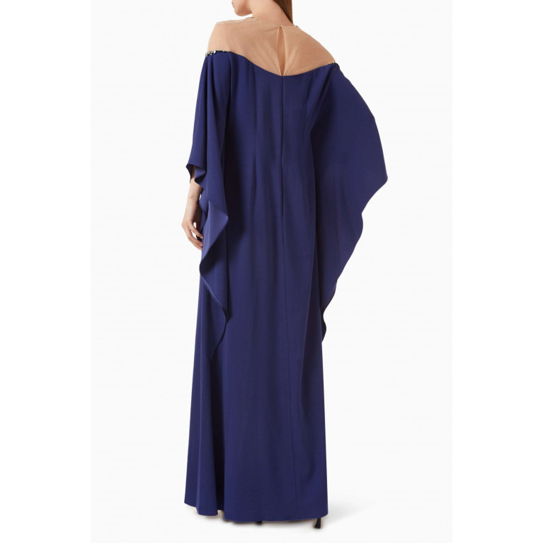 Marchesa Notte - Embroidered Tulle Kaftan in Crêpe