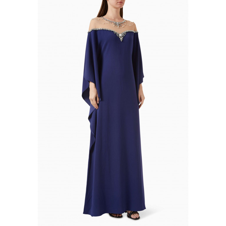 Marchesa Notte - Embroidered Tulle Kaftan in Crêpe