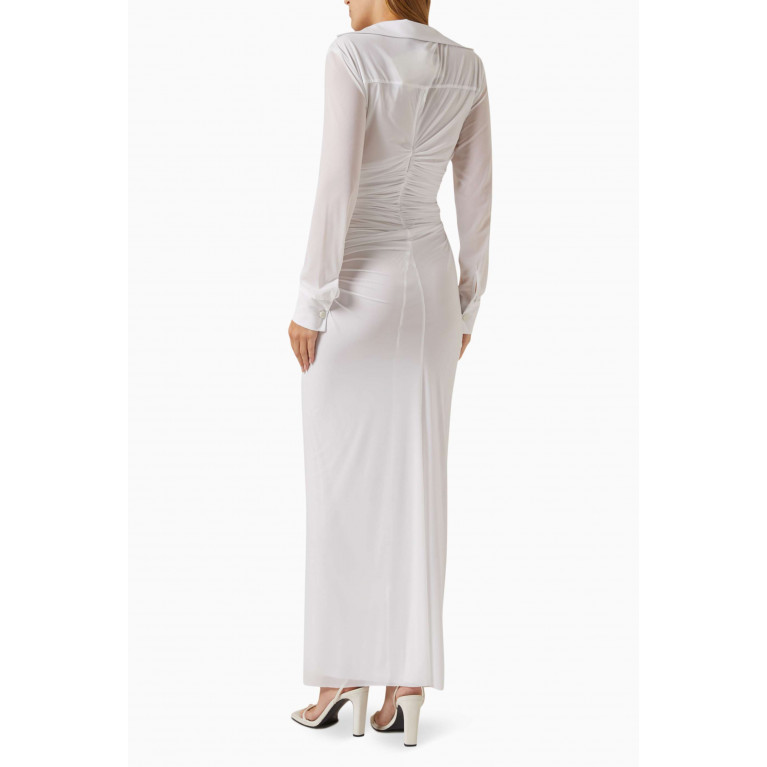 Christopher Esber - Venusa Plunge Shirt Dress in Mesh White