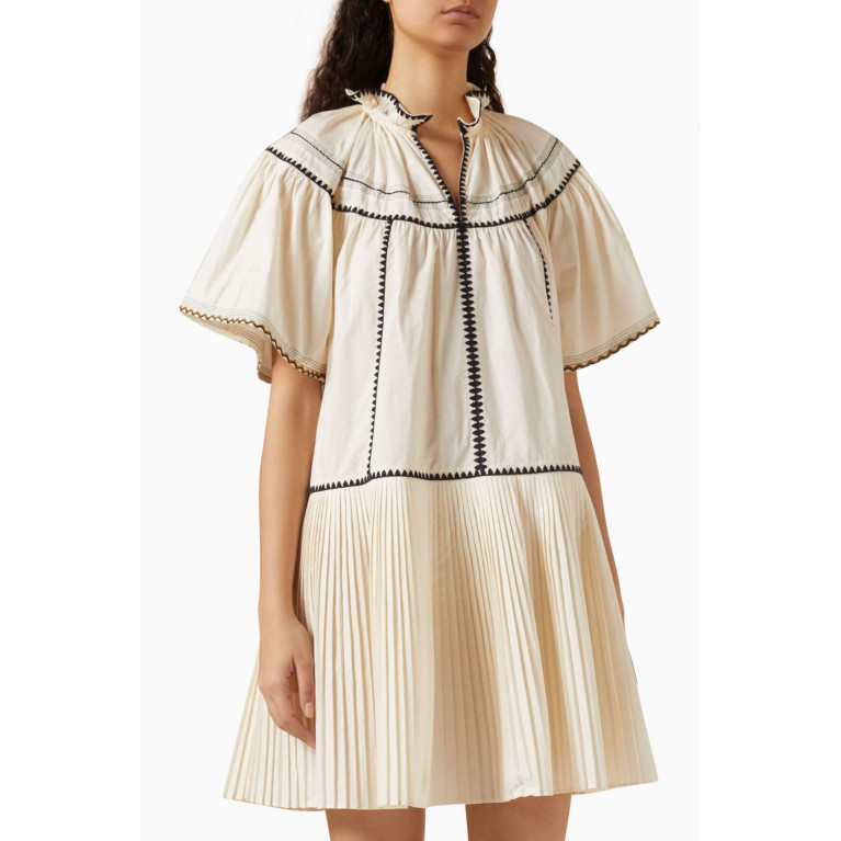 Ulla Johnson - Desi Embroidered Mini Dress in Cotton Neutral