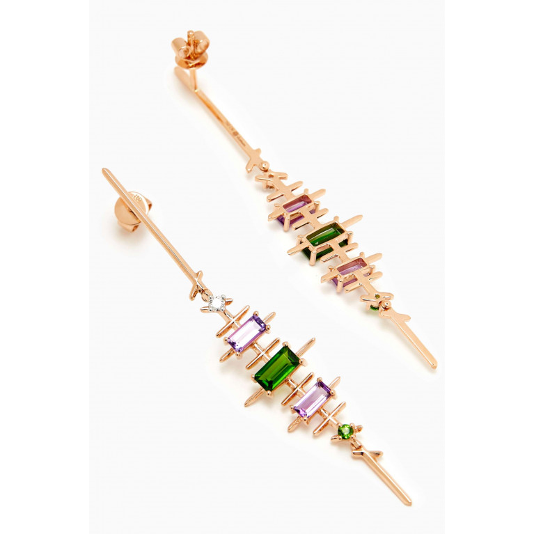 Damas - Fireworks Fiesta Precious Gemstone Earrings in 18kt Rose Gold