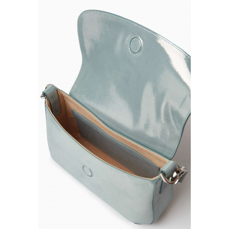 Giorgio Armani - Small La Prima Baguette Shoulder Bag in Metallic Leather Blue