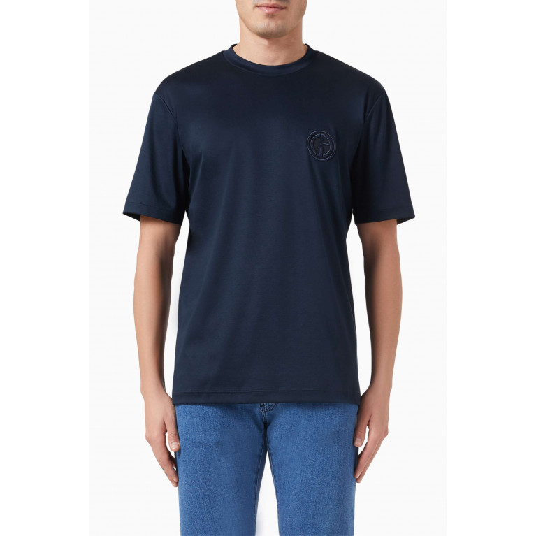 Giorgio Armani - Logo T-shirt in Cotton Blue