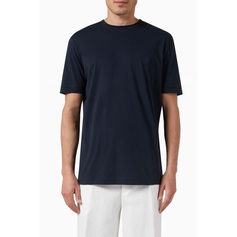 Giorgio Armani - Borgonuovo 11 Logo T-shirt in Cotton Blue
