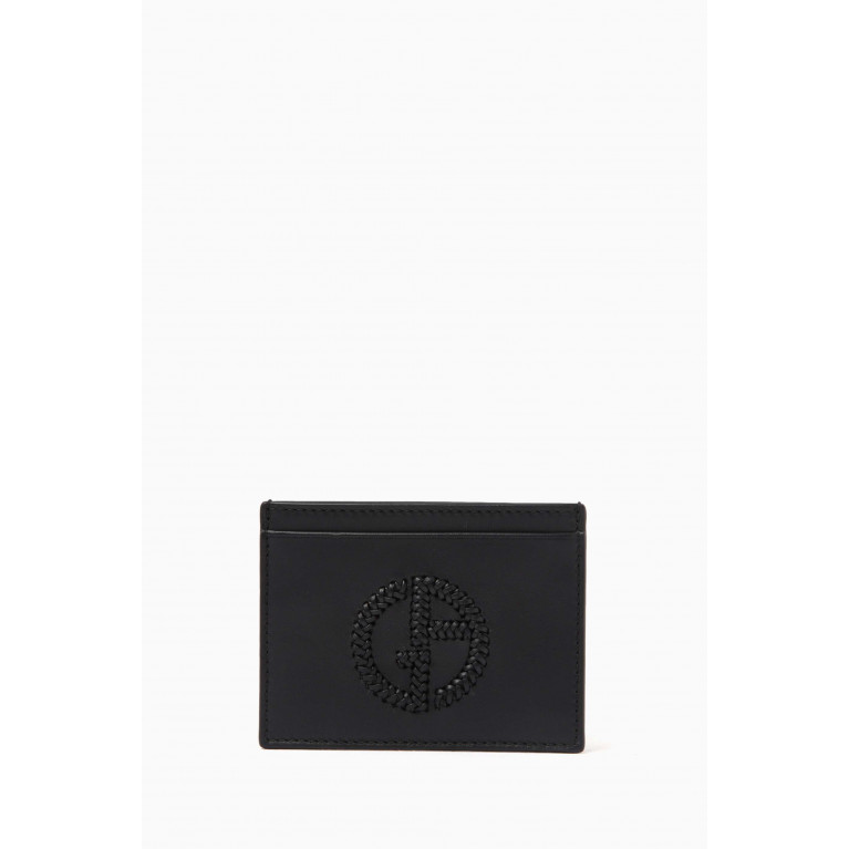 Giorgio Armani - Logo Card Holder in Nappa Leather Black