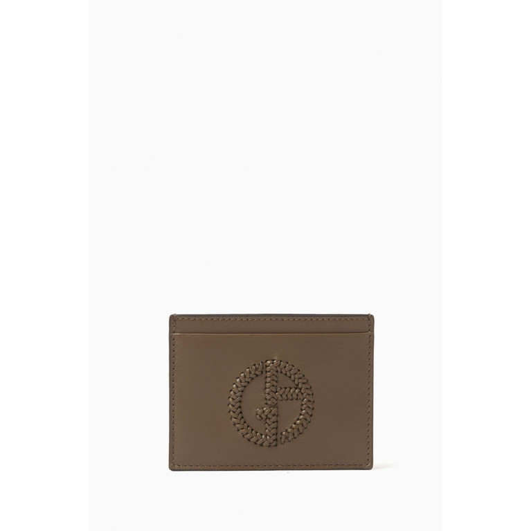 Giorgio Armani - Logo Card Holder in Nappa Leather Brown