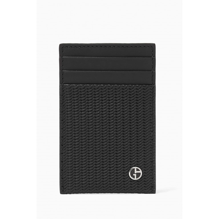 Giorgio Armani - GA Logo Money Clip Card Holder in Leather