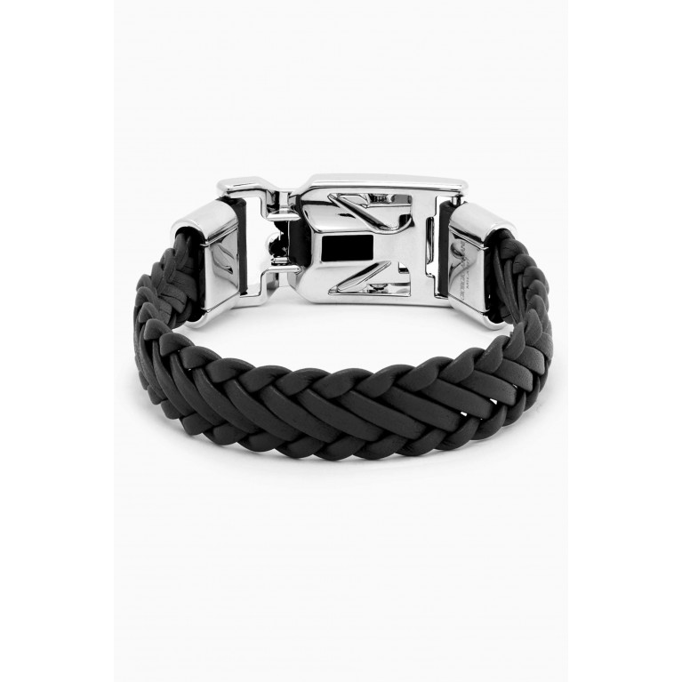 Giorgio Armani - Woven Bracelet in Leather Black