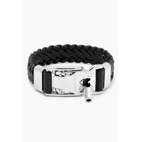 Giorgio Armani - Woven Bracelet in Leather Black