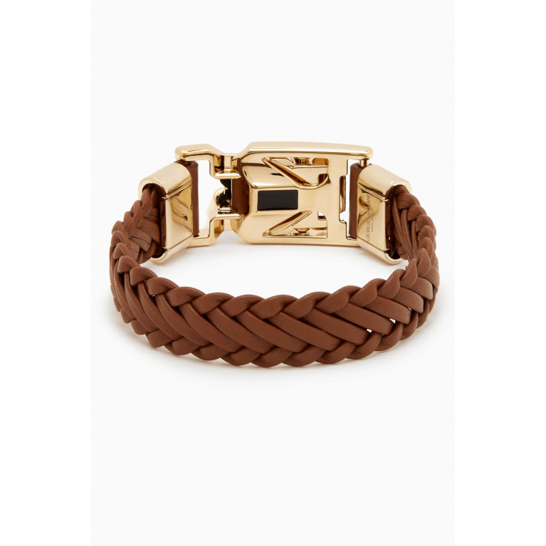 Giorgio Armani - Woven Bracelet in Leather Brown