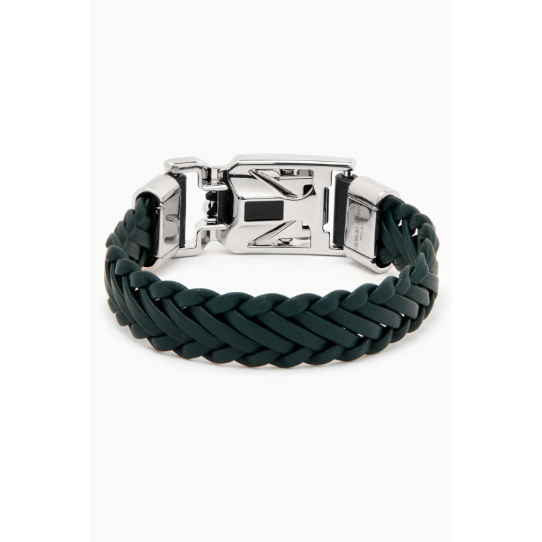 Giorgio Armani - Woven Bracelet in Leather Green