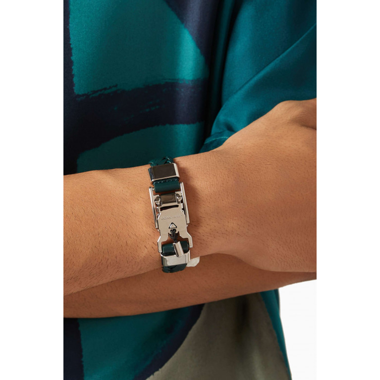Giorgio Armani - Woven Bracelet in Leather Green