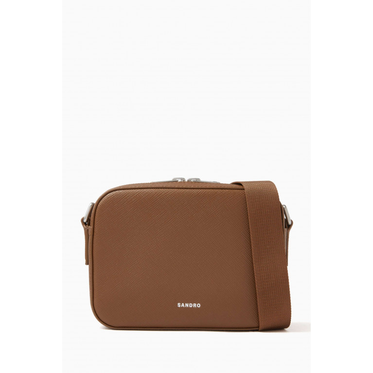 Sandro - Small Shoulder Bag in Saffiano Leather Brown