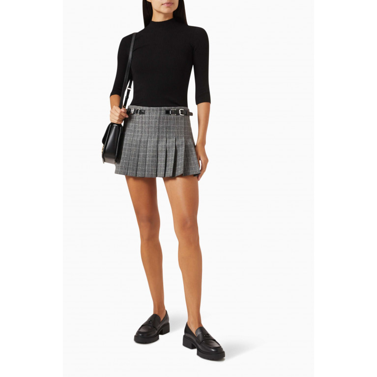 Maje - Check Pleated Mini Skirt in Wool-blend