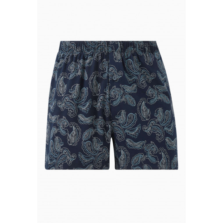 Hanro - Fancy Boxer Shorts in Cotton Blue