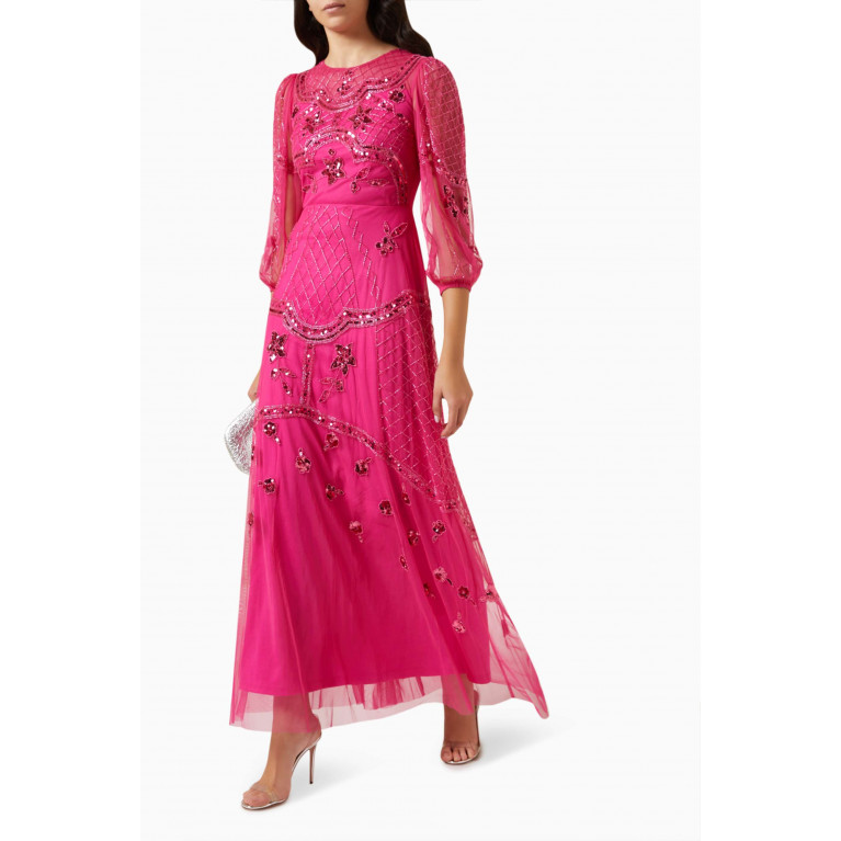 Frock&Frill - Sequin Embellished Maxi Dress Pink