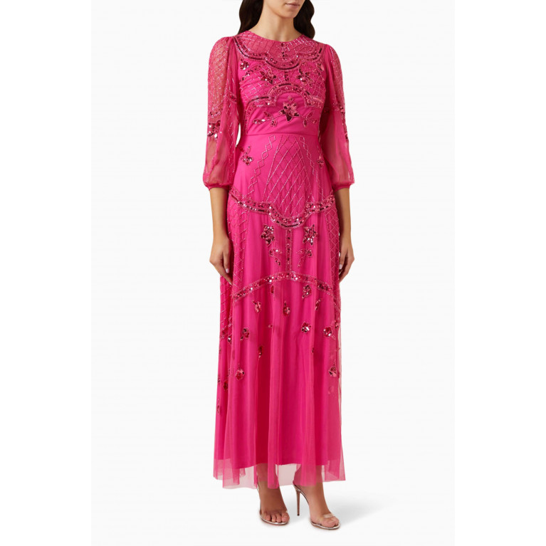 Frock&Frill - Sequin Embellished Maxi Dress Pink
