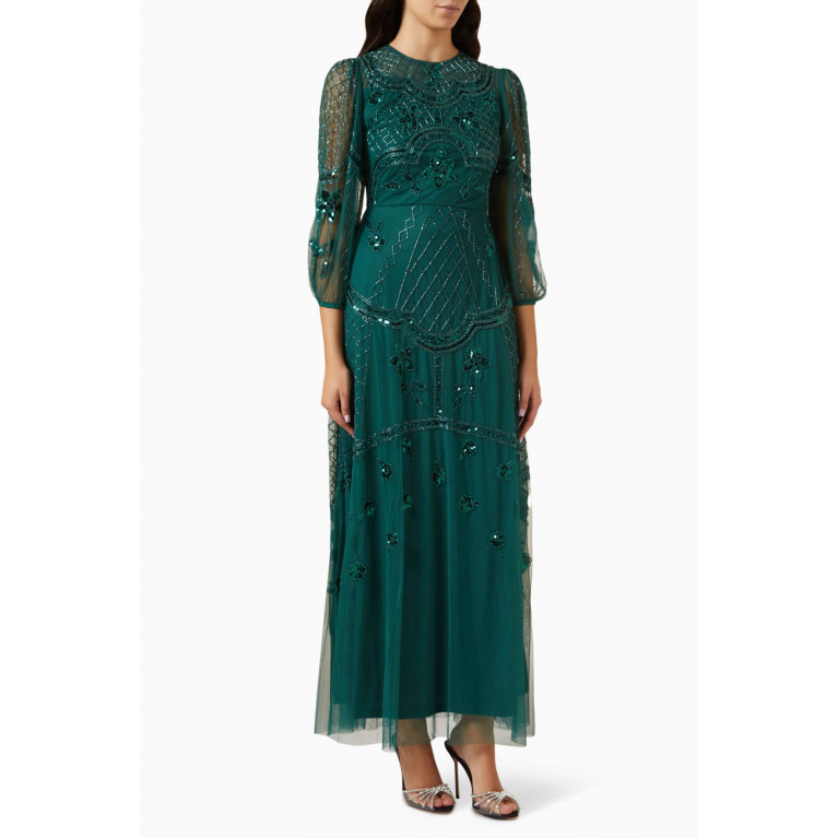 Frock&Frill - Sequin Embellished Maxi Dress Green