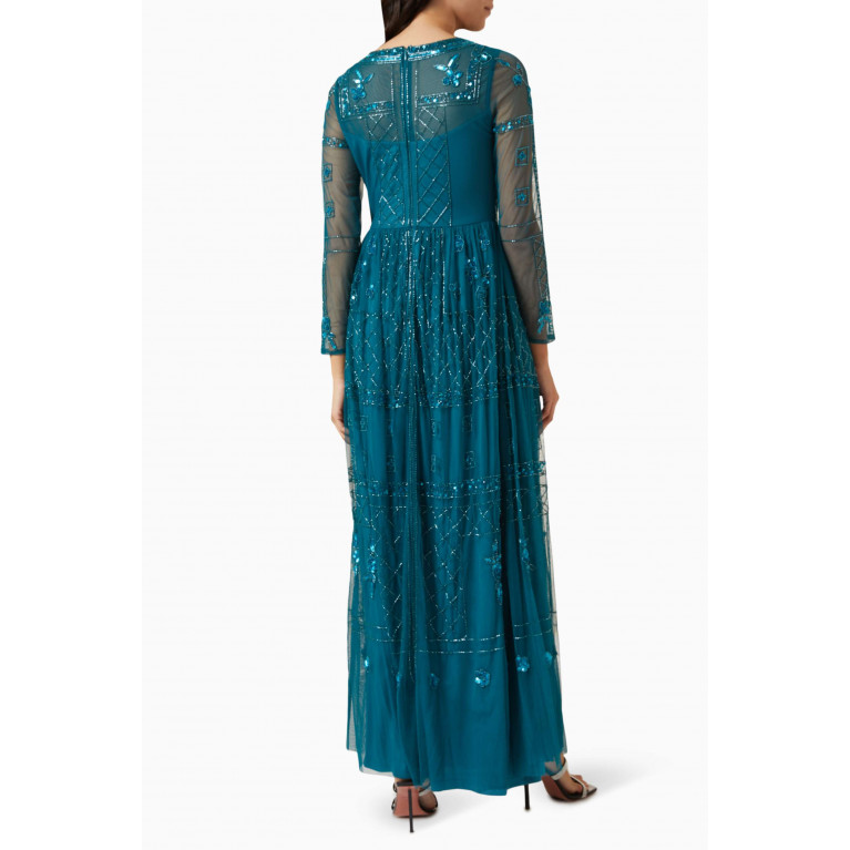 Frock&Frill - Sequin Embellished Maxi Dress Blue