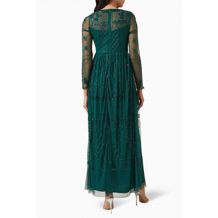 Frock&Frill - Sequin Embellished Maxi Dress Green