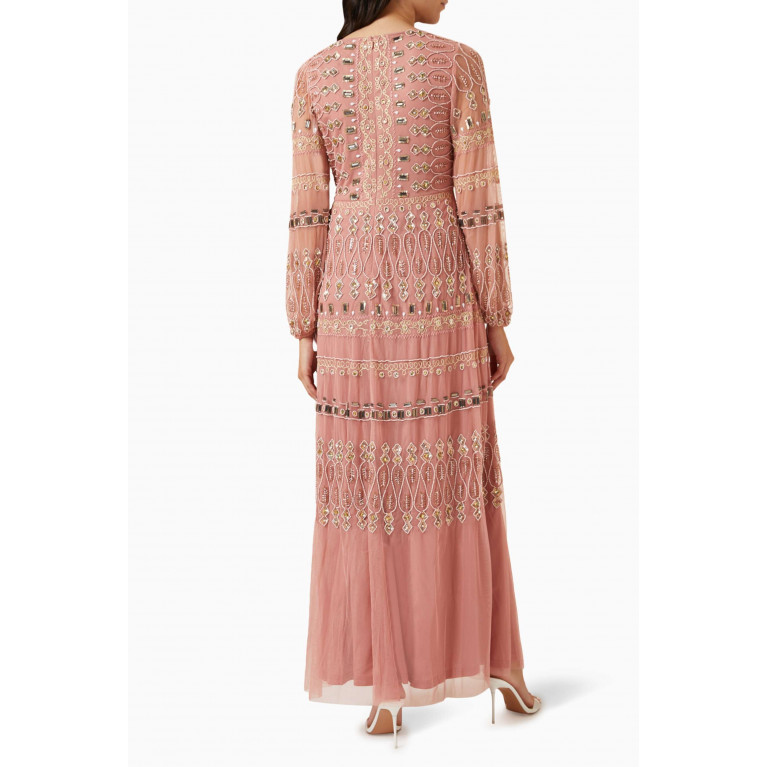 Frock&Frill - Sequin Embellished Wrap-Around Dress Pink