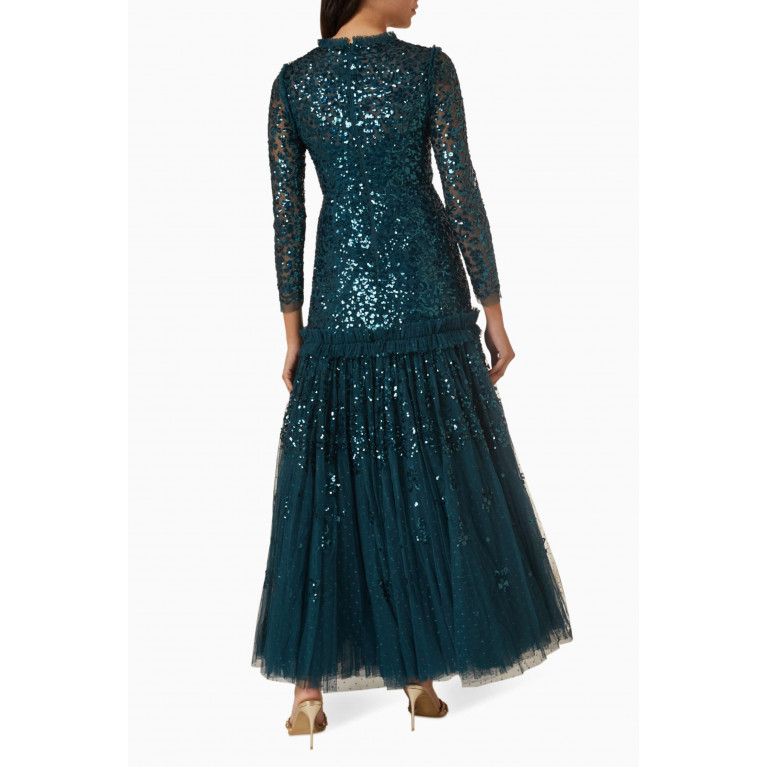Needle & Thread - Regal Rose Long-sleeve Gown in Tulle