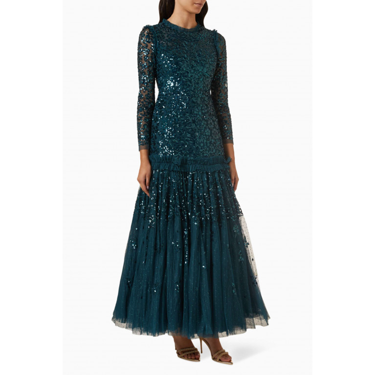 Needle & Thread - Regal Rose Long-sleeve Gown in Tulle