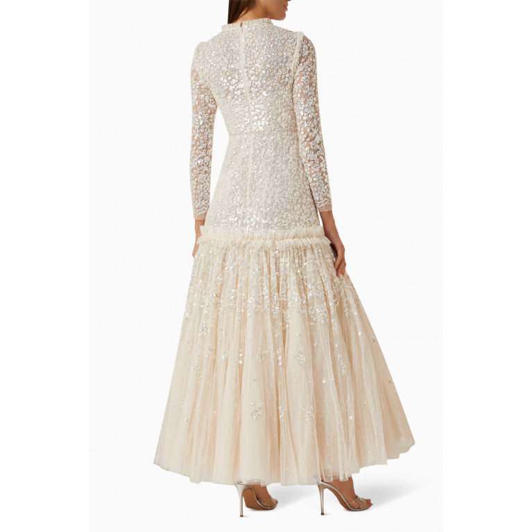 Needle & Thread - Regal Rose Gloss Long-sleeve Gown in Tulle
