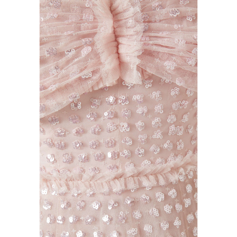 Needle & Thread - Grace Off-the-shoulders Gloss Sequin Gown in Recycled Tulle Pink