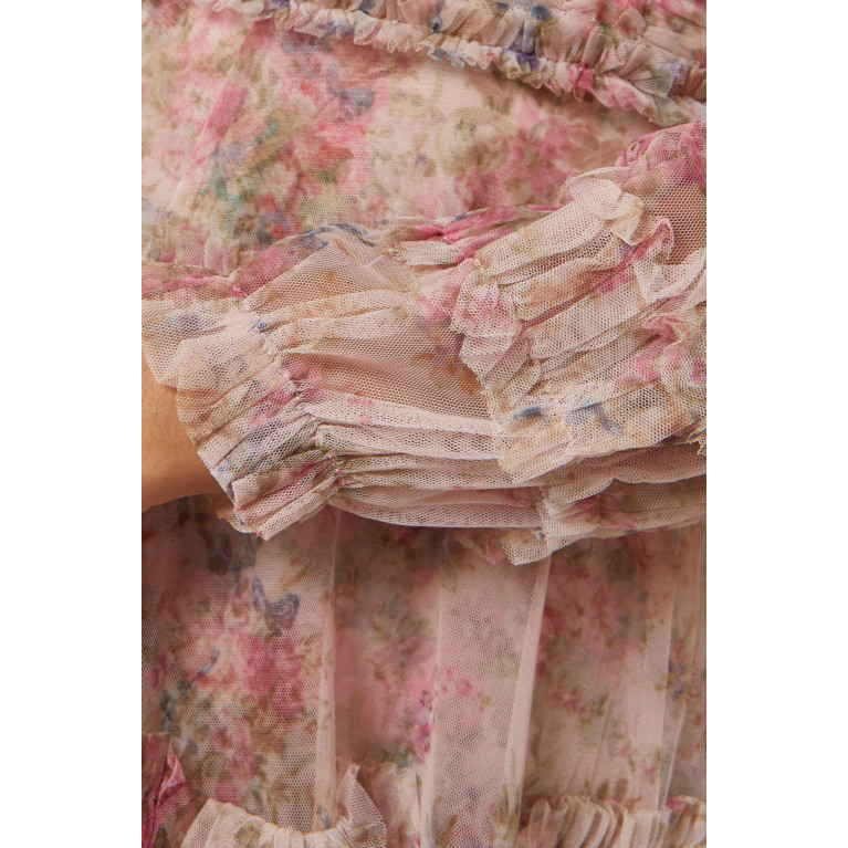 Needle & Thread - Floral Wreath Ruffle Ballerina Midi Dress in Recycled Tulle