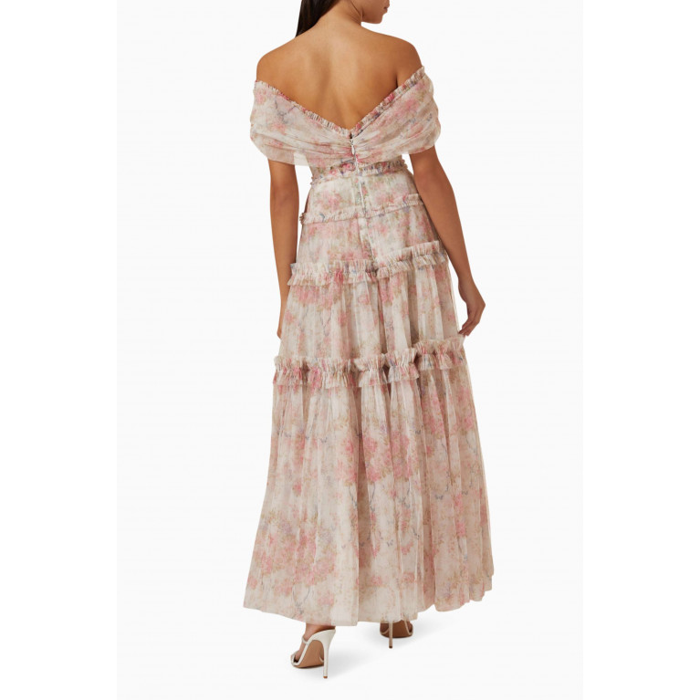 Needle & Thread - Floral Wreath Grace Off-shoulder Gown in Tulle