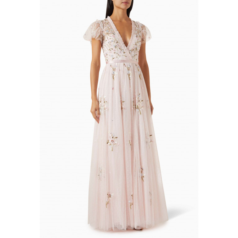 Needle & Thread - Petunia Cap Sleeve Gown in Tulle Pink